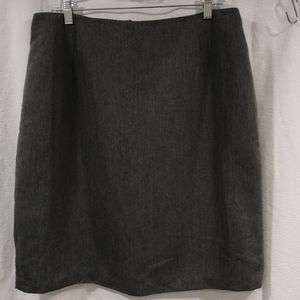 Gray pencil skirt with kick pleats